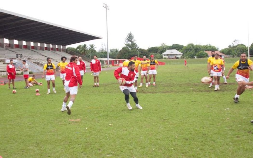 The Tongan team training at Nuku'alofa's Teufaiva stadium