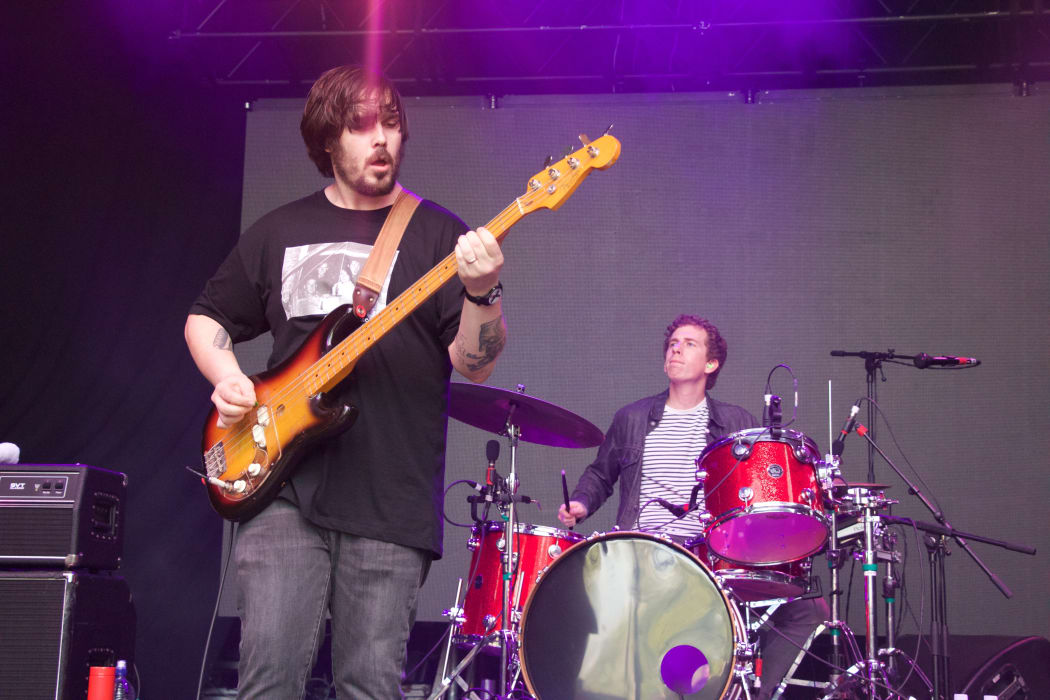 Sean Yeaton and Max Savage of Parquet Courts performing at Laneway 2019