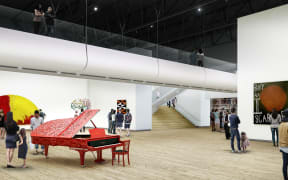 An artist's impression of the inside of the new art gallery at Te Papa.