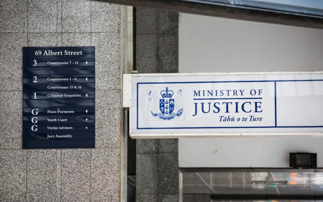 A sign outside the Auckland District Court