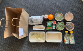Meal packaging in managed isolation.