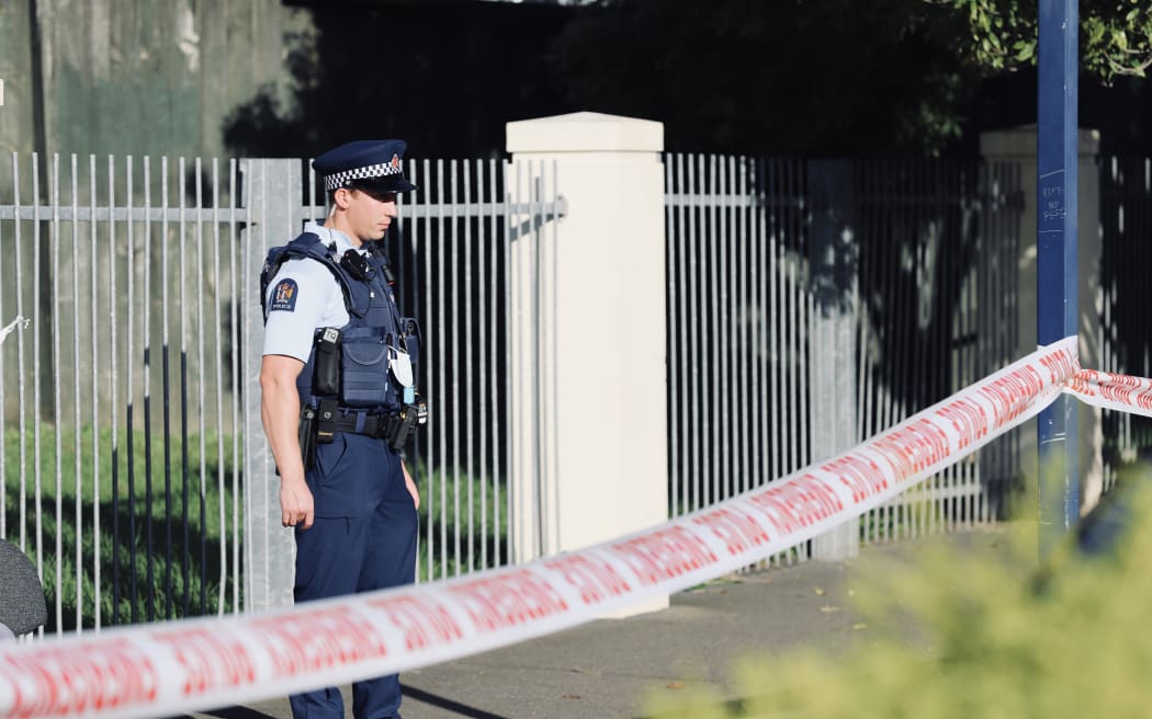 Police cordon in Mt Albert where the body of a local man was found.