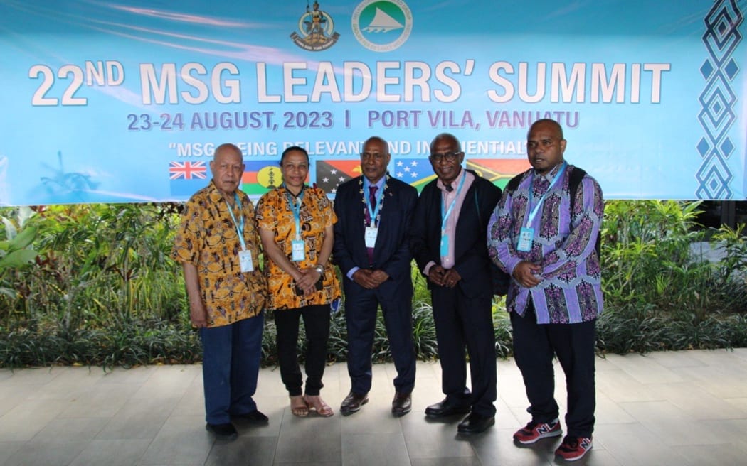 United Liberation Movement for West Papua delegates at the 22nd Melanesian Spearhead Group Leaders' Summit in Port Vila. 24 August 2023
