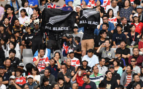 Fans and supporters of All Blacks in the match against Namibia at the 2019 Rugby World Cup.