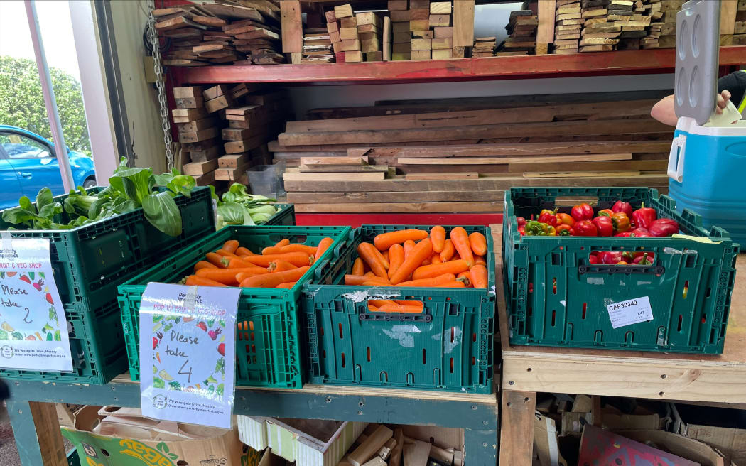 Fresh produce at a Perfectly Imperfect pop-up market in West Auckland.