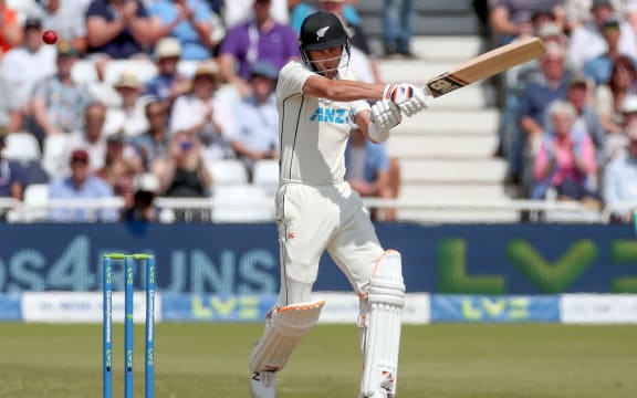 Trent Boult with of New Zealand with some unorthodox batting during day 5 of the 2nd Test between the New Zealand Blackcaps and England at Trent Bridge Cricket Ground, Nottingham, England on Tuesday 14 June 2022.
New Zealand tour of England 2022.
 © Matthew Impey / www.photosport.nz