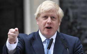 Britiain's PM Boris Johnson delivering a statement outside 10 Downing Street, 2 September 2019.
