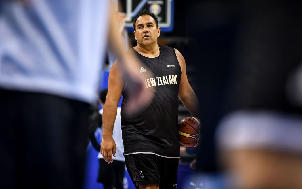 Assistant coach Pero Cameron of New Zealand takes part in a training session at the Basketball World Cup in China.