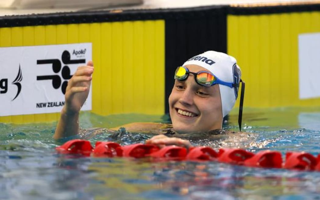 Monique Wieruszowski wins women's 50m breaststroke gold at 2023 National Swimming Championships in Auckland.