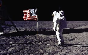 Buzz Aldrin salutes the US flag on the moon in 1969