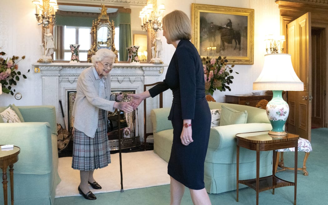 Britain's Queen Elizabeth II and Britain's new Prime Minister Liz Truss meet at Balmoral Castle in Ballater, Scotland, on 6 September, 2022, where the Queen invited Truss to form a government.