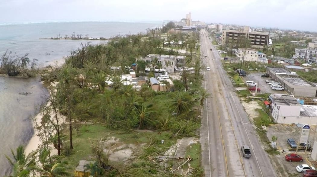 An aerial view of Saipan after Typhoon Soudelor.