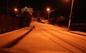 Snow in Dunedin's hill suburbs this morning.