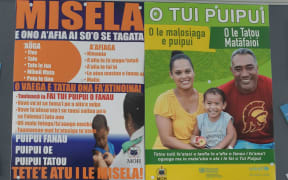Posters warning about measles in Samoa.