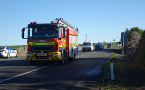 Emergency services leave the scene of a fatal crash on SH3 that claimed five lives.