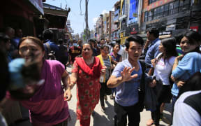 People fled into the streets after a magnitude 7.3 earthquake has hit Nepal as the country recovers from last month's devastating earthquake.