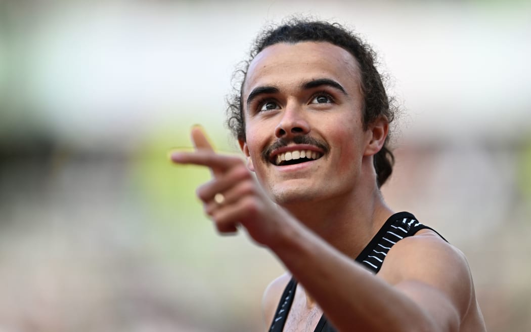 Sam Tanner of New Zealand during the Men's 1500m heats at the World Athletics Championships in Oregon, 2022.