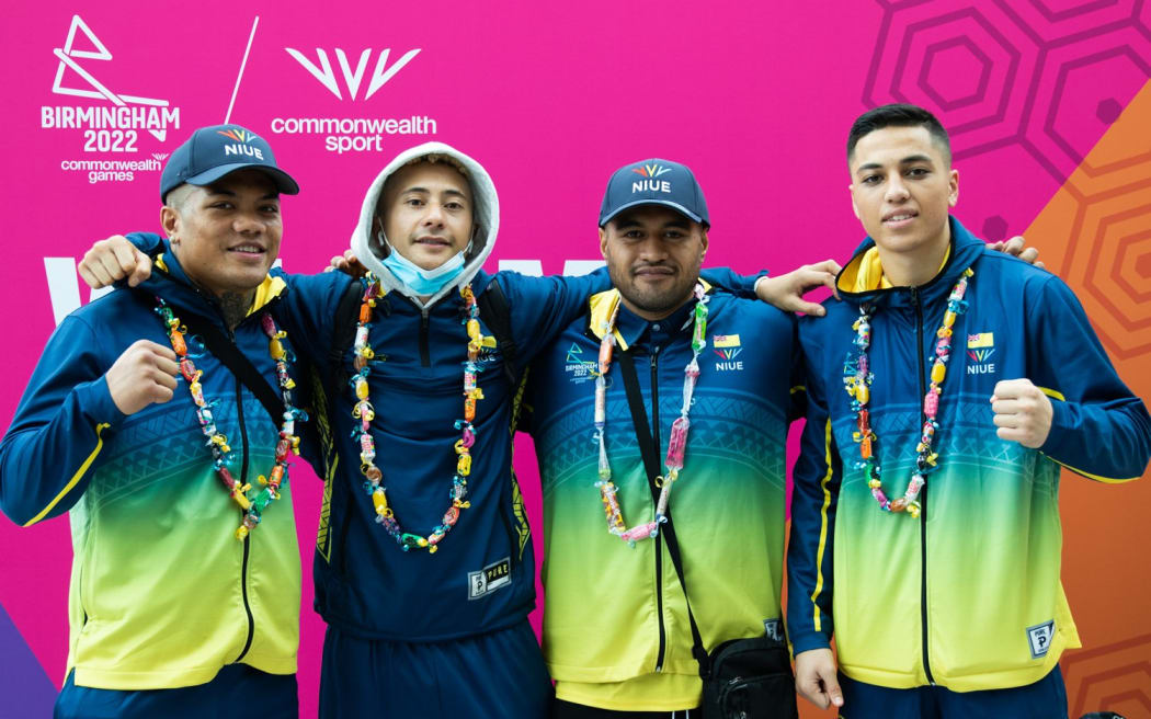 Niue boxing team, from left, Duken Williams, Deniro Pao, Travis Tapatuetoa, and Xavier Mataafa Ikinofo - off to Commonwealth Games