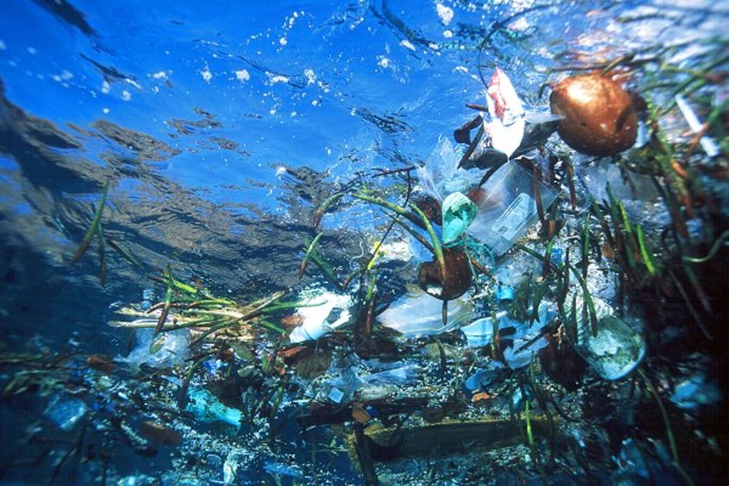 Plastic rubbish at sea.