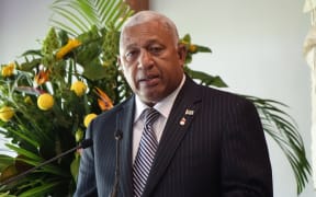 The Fiji Prime Minister Frank Bainimarama at Government House in Auckland