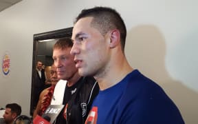 Joseph Parker, right, with Kevin Barry.