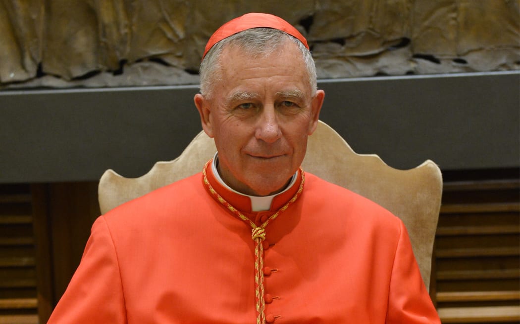 Cardinal John Atcherley Dew poses during a courtesy visit to newly created cardinals on February 14, 2015.