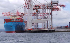 The Maersk Antares at the Bridge Marina Pier A in Tauranga.