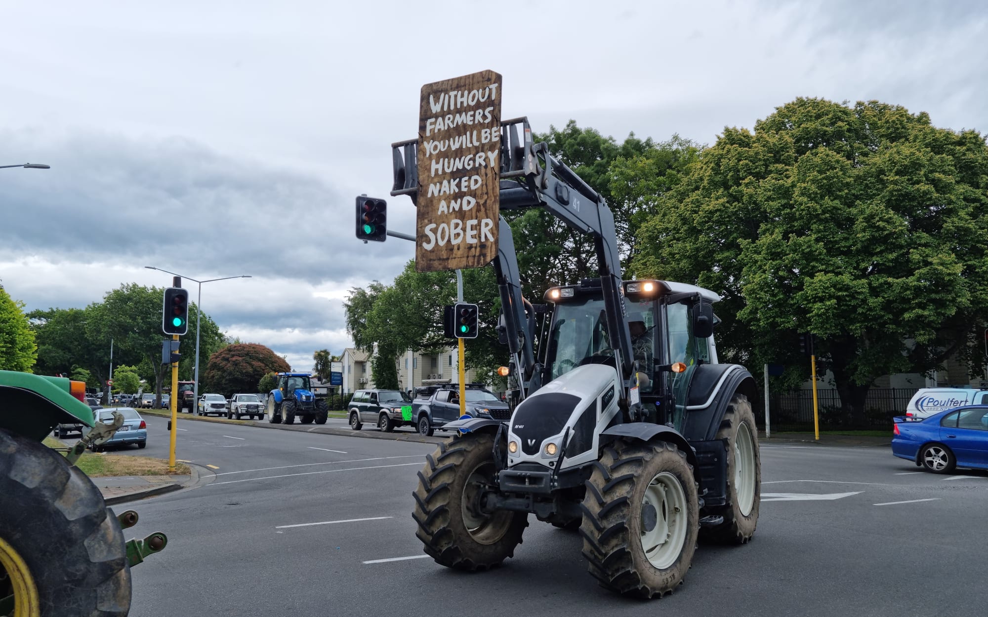 Groundswell protesters in Christchurch Sunday.