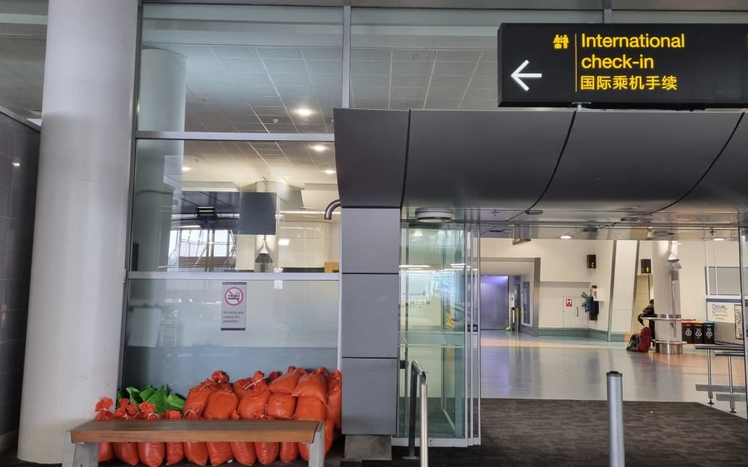 Auckland Airport has prepared itself for further flooding and has sandbags waiting. The airport was severely affected during Auckland's January deluge.