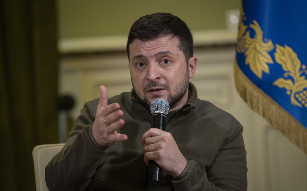 Ukraine President Volodymyr Zelenskyy holds a press conference in Kyiv, Ukraine on 12 March 2022.