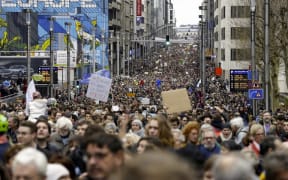 This picture taken on December 2, 2018 shows a general view of the "Claim the Climate" march in Brussels to raise awareness for climate change. AFP