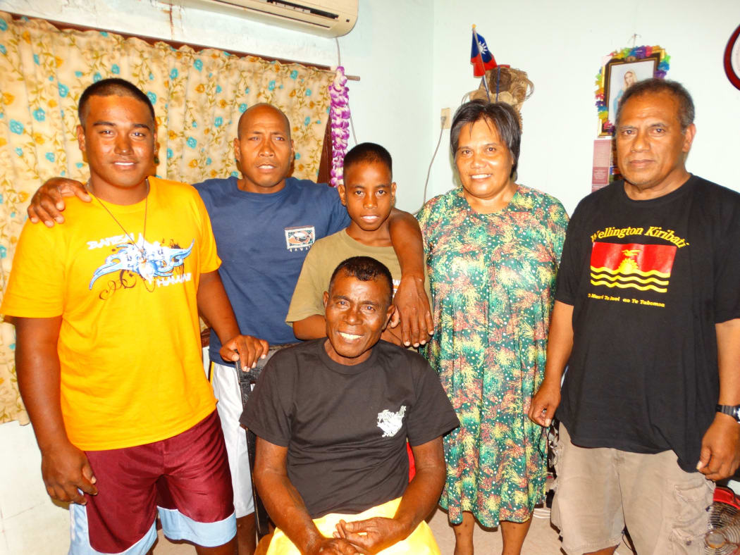 These four I-Kiribati were rescued by the fishing vessel Kwila 888 after its helicopter pilot spotted the two 15-foot boats drifting about five miles apart in the central Pacific Ocean.