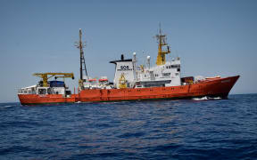 The MV Aquarius, a search and rescue ship run in partnership between "SOS Mediterranee" and Doctors without borders (MSF).