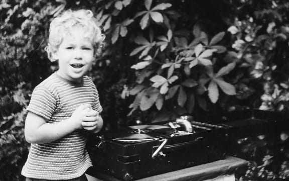 Nick Bollinger with gramophone, circa 1962.