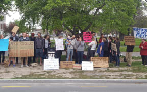 Junior doctors protest at Hagley Park in Christchurch.