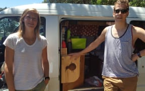Dutch freedom campers Esmee and Riccardo Deeuwen say they'd be prepared to pay to stay at Kawaroa Reserve in New Plymouth.