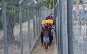 An image from the 84th day of protest in the Manus Island detention centre.