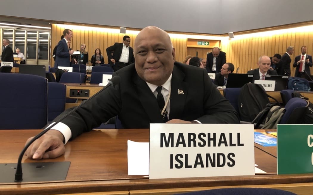 Marshall Islands Ambassador to IMO albon Ishoda at the MEPC 80 in London. 3 July 2023.