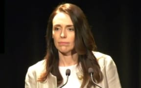 Prime Minister Jacinda Ardern delivering her leader's speech at the Labour Party Congress in Wellington.