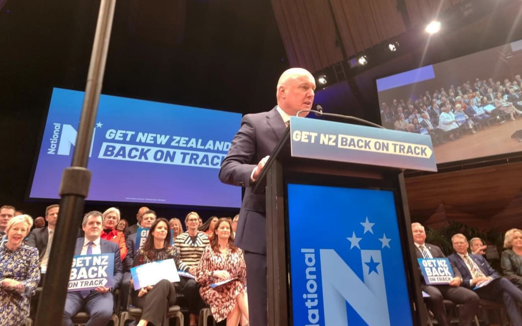 Christopher Luxon speaks at the National Party conference.