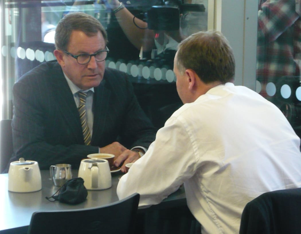 John Banks and John Key at the cafe in November 2011.