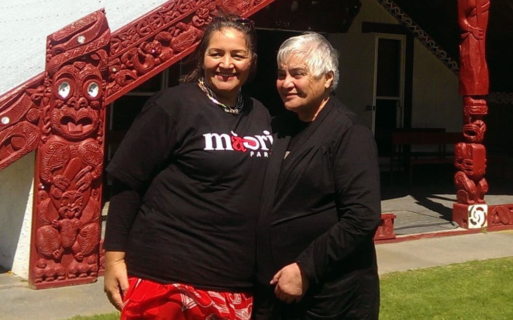 Marama Fox (L) and Tariana Turia ahead of the Maori Party co-leader election