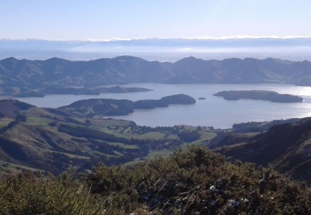 View of the Port Hills and Lyttelton Harbour from Mt Herbert