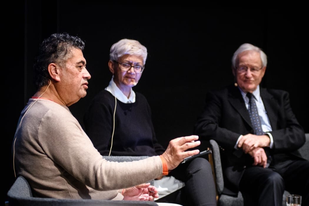 Tamati Kruger, Wena Harawira, Jim Bolger at Wellington’s City Gallery