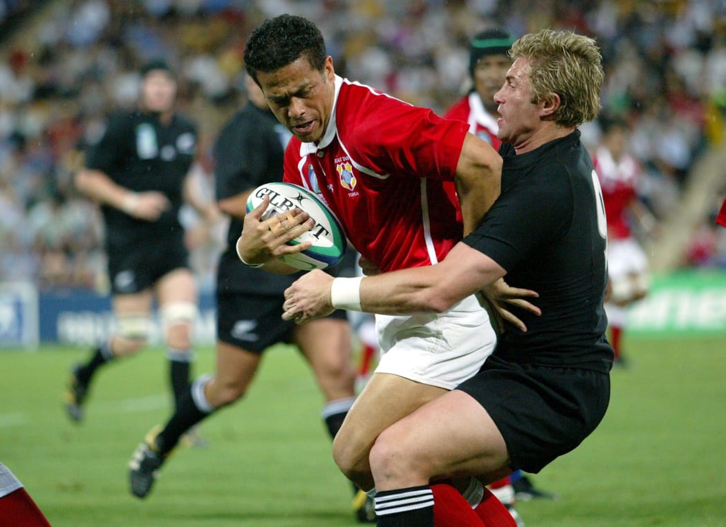 Tonga sevens coach Tevita Tu'ifua playing for the 'Ikale Tahi against the All Blacks in 2003.