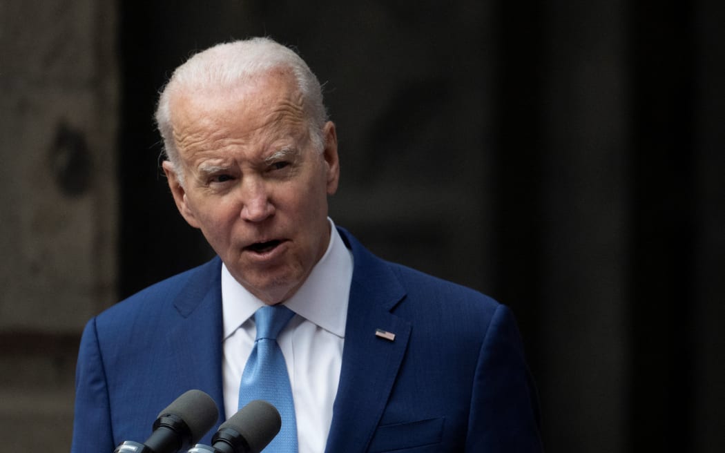 US President Joe Biden speaks to the press following the 10th North American Leaders’ Summit, at The National Palace in Mexico City, on 10 January, 2023.