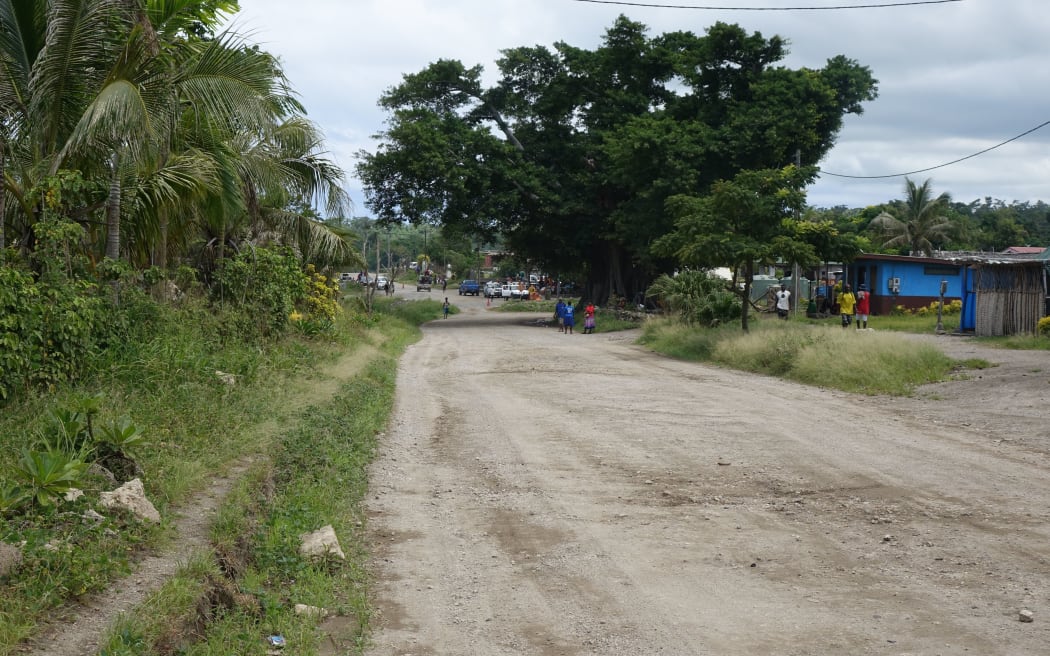The main road through Lenakel, the largest town on the Vanuatu island of Tanna.