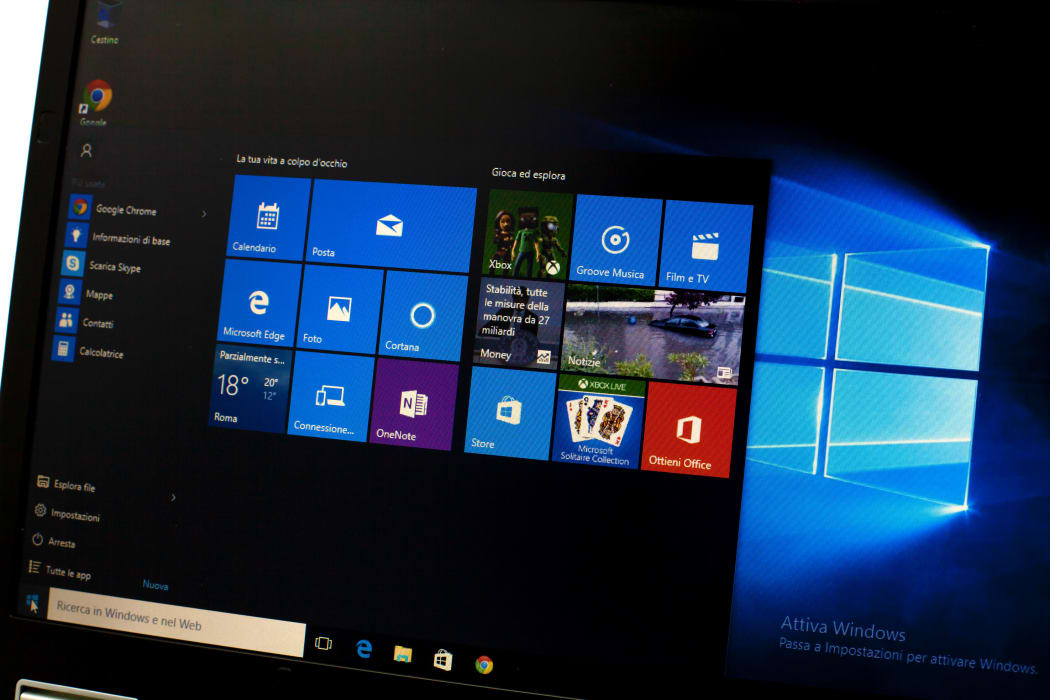Microsoft Windows 10 on a laptop
