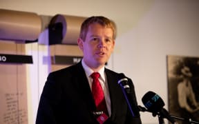 State Services Minister Chris Hipkins speaks to media at the Auckland Museum about closing the gender pay gap.