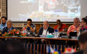 Forum Chair and Cook Islands Prime Minister Mark Brown at the FEMM Opening Plenary session on Wednesday 9 August 2023.